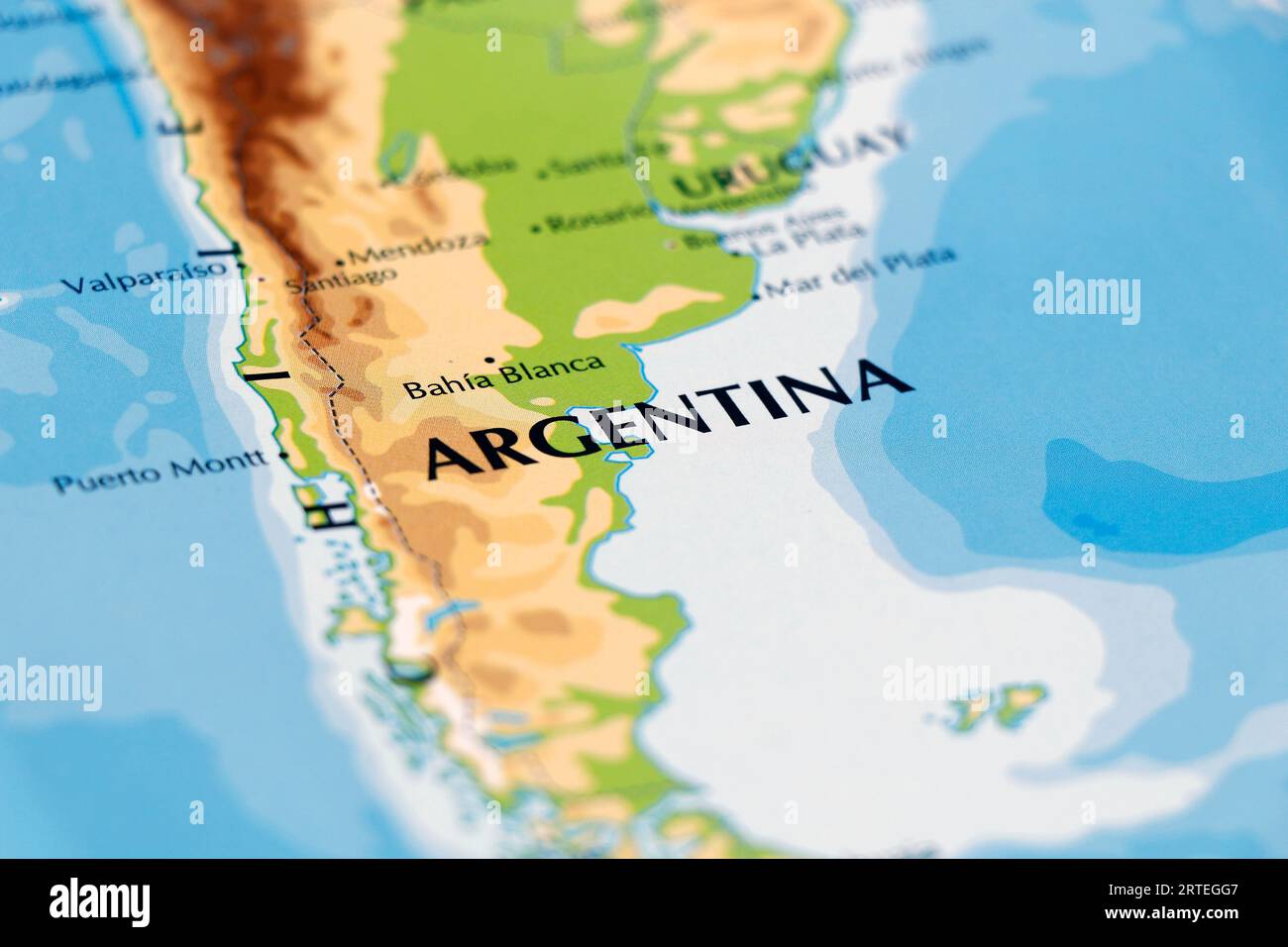 Weltkarte von Südamerika und argentinien Land in Nahaufnahme Stockfoto