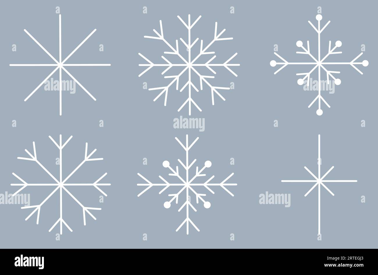 Set aus verschiedenen Schneeflocken, Winterdesign-Element, flache Vektorillustration Stock Vektor