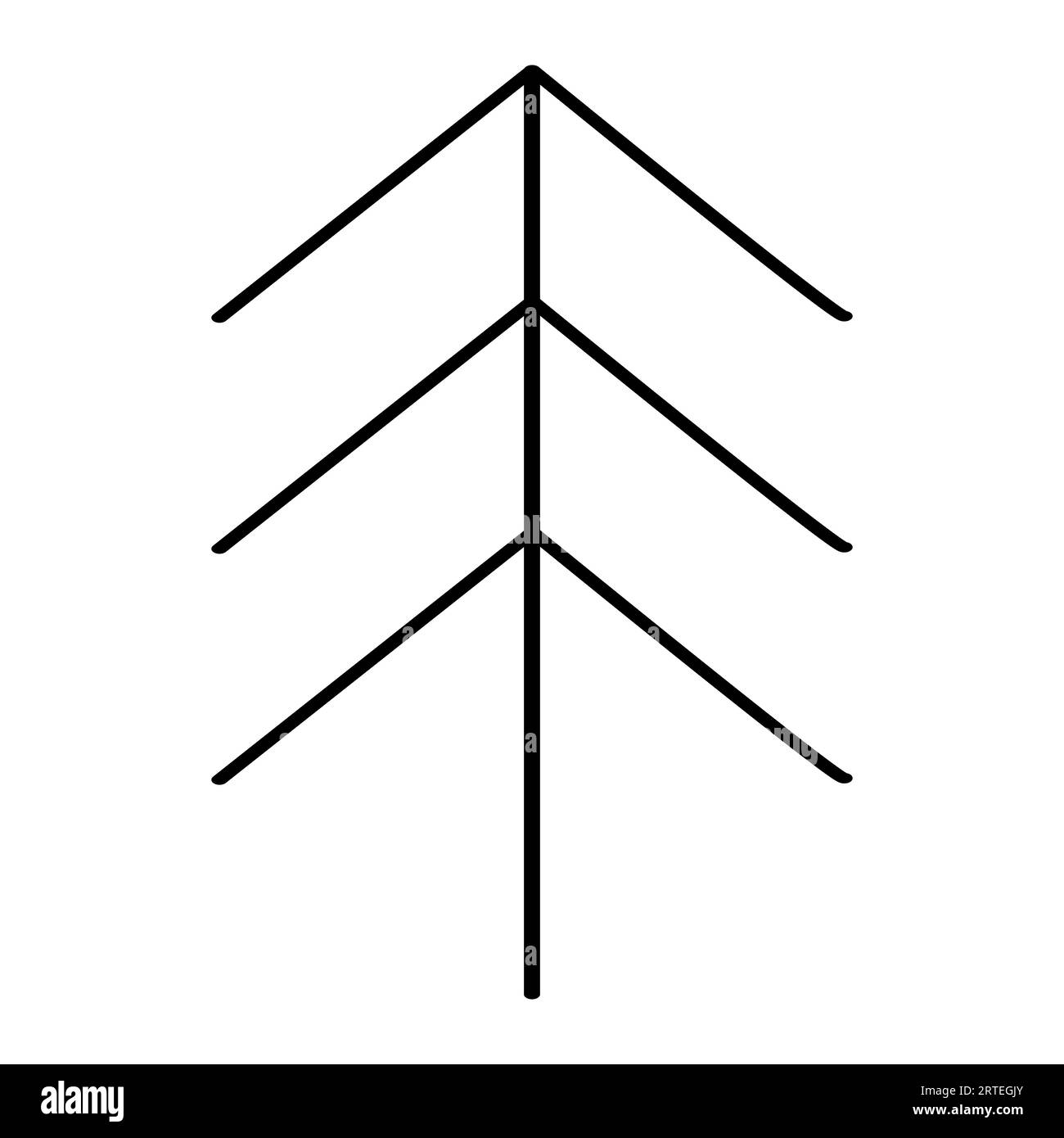 Vereinfachte Weihnachtsbaum- oder Kiefernsilhouette, flache Vektorumrisszeichnung im Kritzelstil Stock Vektor