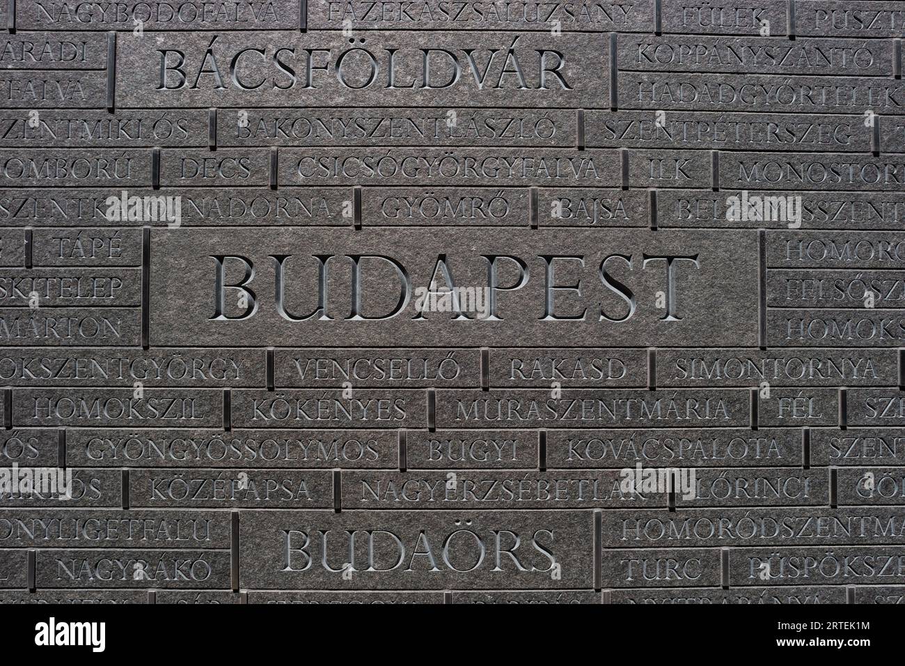 Gedenktafel für das Zusammenleben (Összetartozás Emlékhelye) in Budapest, Ungarn Stockfoto