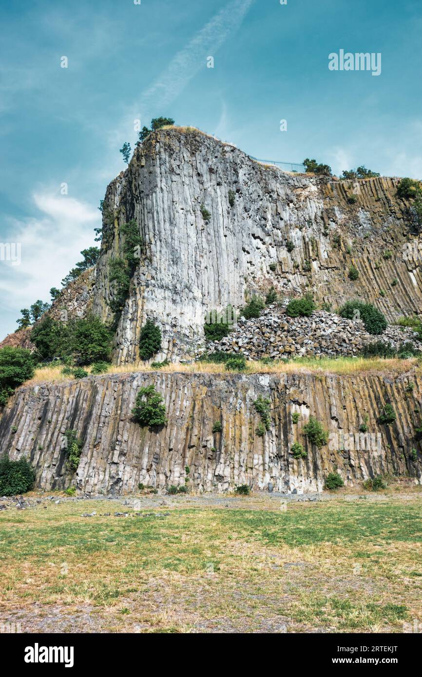 Basaltsäulen vulkanische Landschaft in Hegyestu, Ungarn Stockfoto
