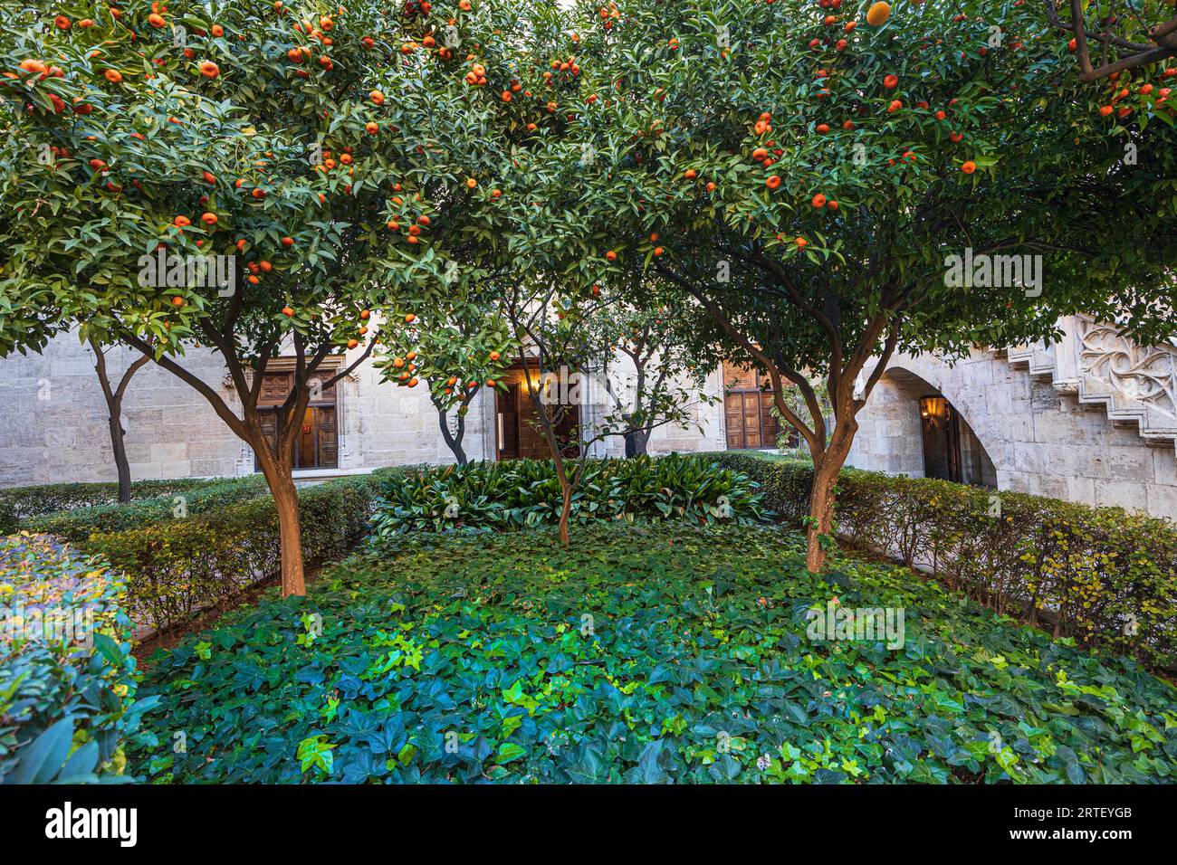 Spanien, Valencia, historischer formeller Garten an der Seidenbörse Stockfoto