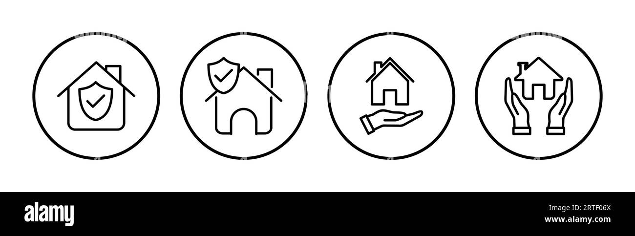 Lebenszeichen der Hausversicherung. Home Shield Protect Logo Stock Vektor Lebenszeichen der Hausversicherung. Home Shield Protect Logo Stock Vektor