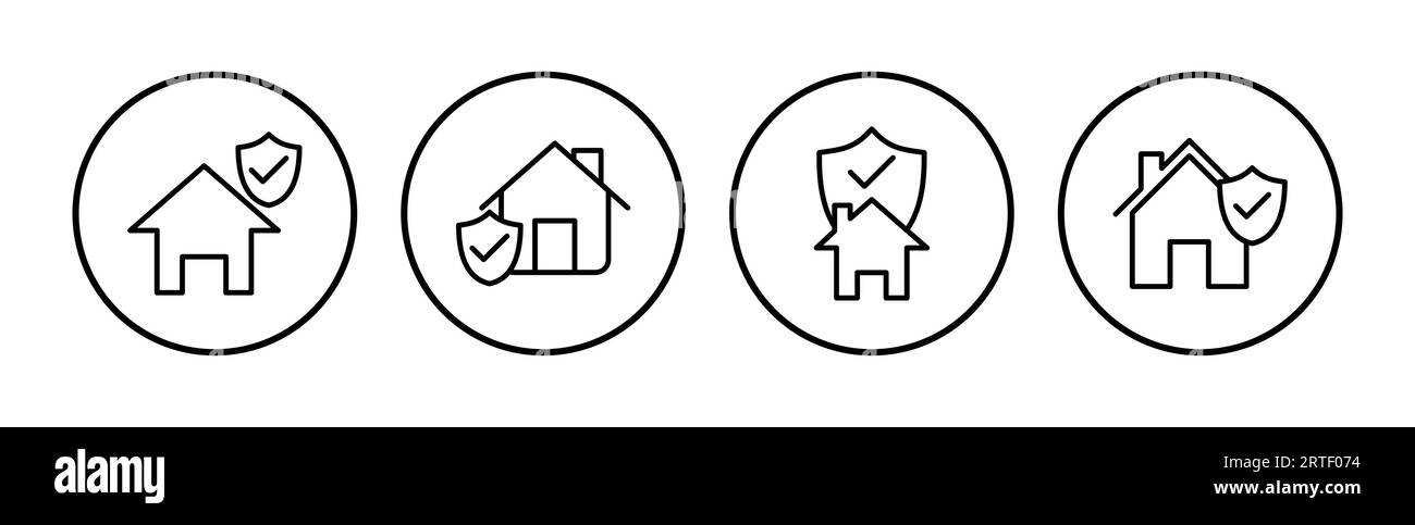 Lebenszeichen der Hausversicherung. Home Shield Protect Logo Stock Vektor Lebenszeichen der Hausversicherung. Home Shield Protect Logo Stock Vektor