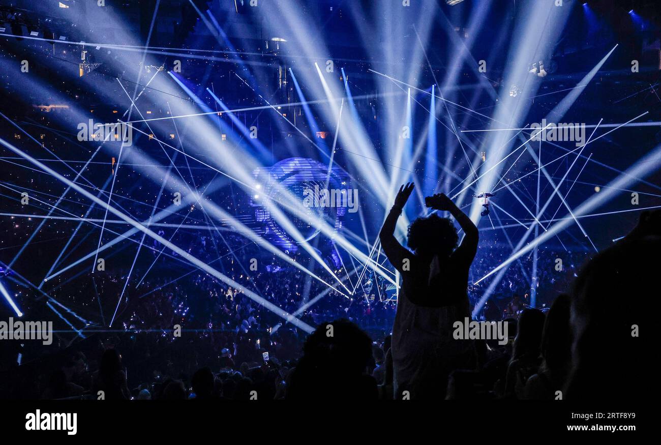 Newark, United Erklärte. September 2023. Die Teilnehmer reagieren während der MTV Video Music Awards 2023 „VMA's“ im Prudential Center in Newark, New Jersey, am Dienstag, den 12. September 2023. Foto von John Angelillo/UPI Credit: UPI/Alamy Live News Stockfoto