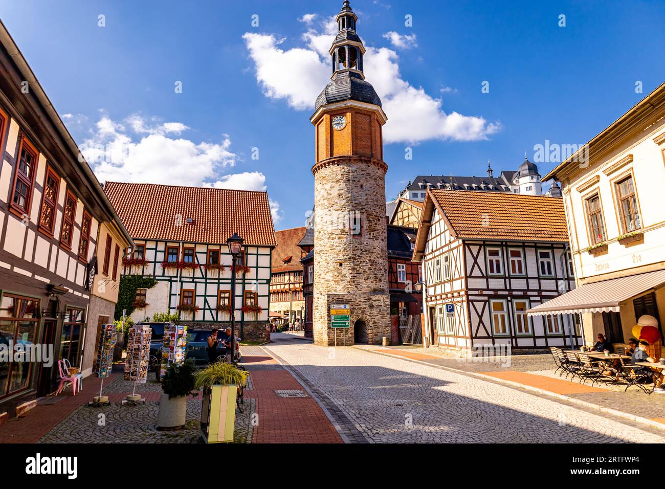 Erkundung des südlichen Harzes in der schönen Fachwerkstadt Stolberg - Sachsen-Anhalt - Deutschland Stockfoto