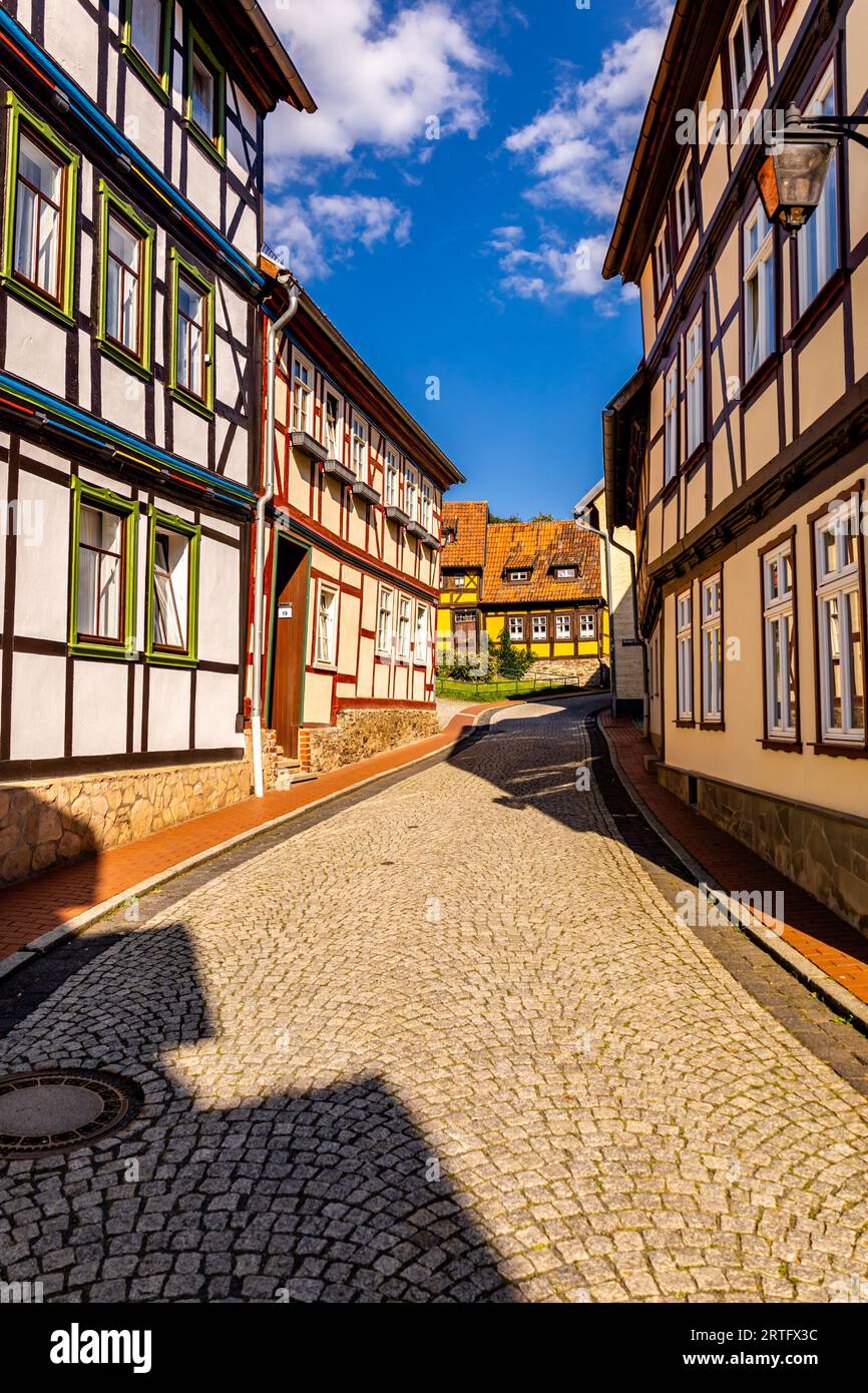 Erkundung des südlichen Harzes in der schönen Fachwerkstadt Stolberg - Sachsen-Anhalt - Deutschland Stockfoto