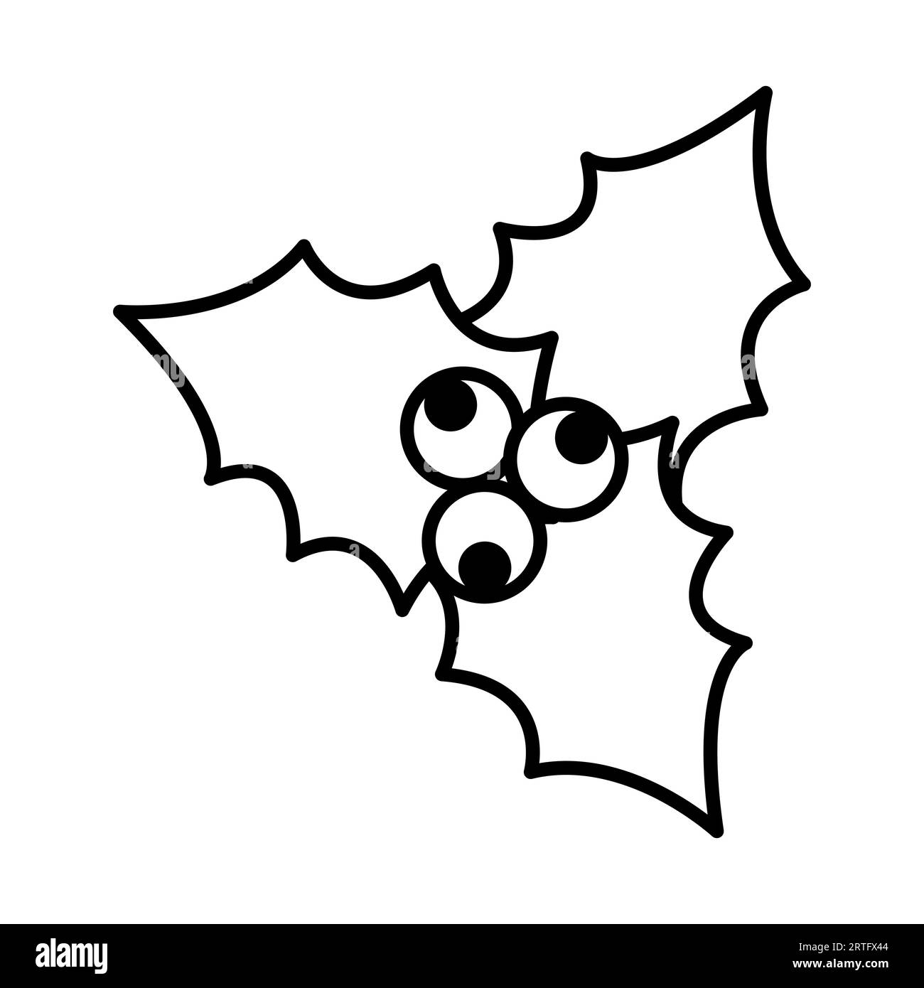 Schwarz-weiß kleine einfache lineare Ikone einer schönen festlichen Silvesterweihnachtspflanze aus Mistel, Kaninchen, Efeu mit Blättern und Beeren isoliert auf Stock Vektor Schwarz-weiß kleine einfache lineare Ikone einer schönen festlichen Silvesterweihnachtspflanze aus Mistel, Kaninchen, Efeu mit Blättern und Beeren isoliert auf Stock Vektor