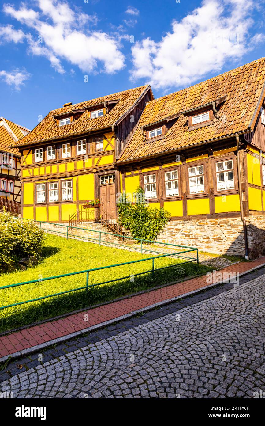 Erkundung des südlichen Harzes in der schönen Fachwerkstadt Stolberg - Sachsen-Anhalt - Deutschland Stockfoto