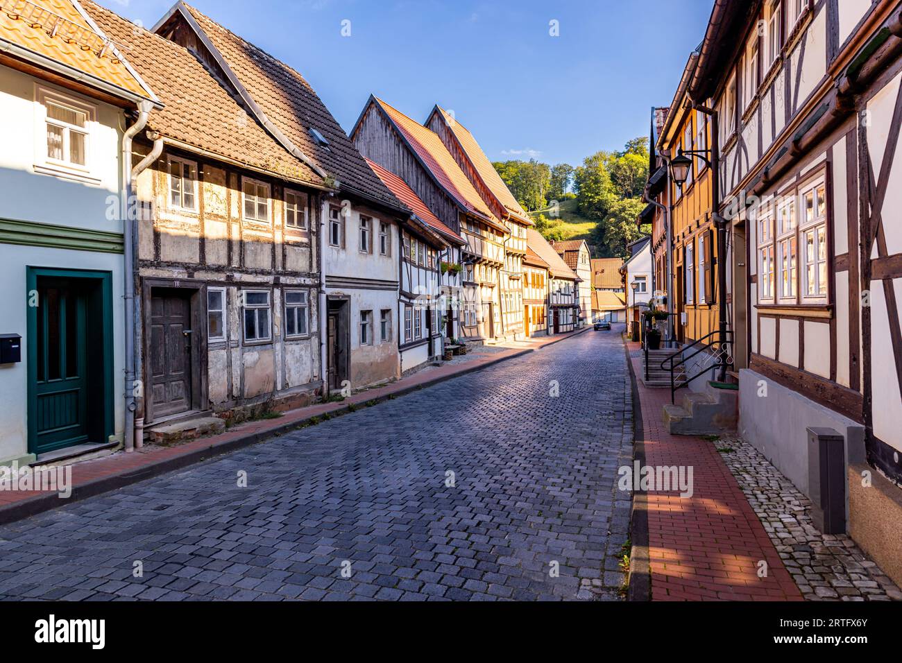 Erkundung des südlichen Harzes in der schönen Fachwerkstadt Stolberg - Sachsen-Anhalt - Deutschland Stockfoto