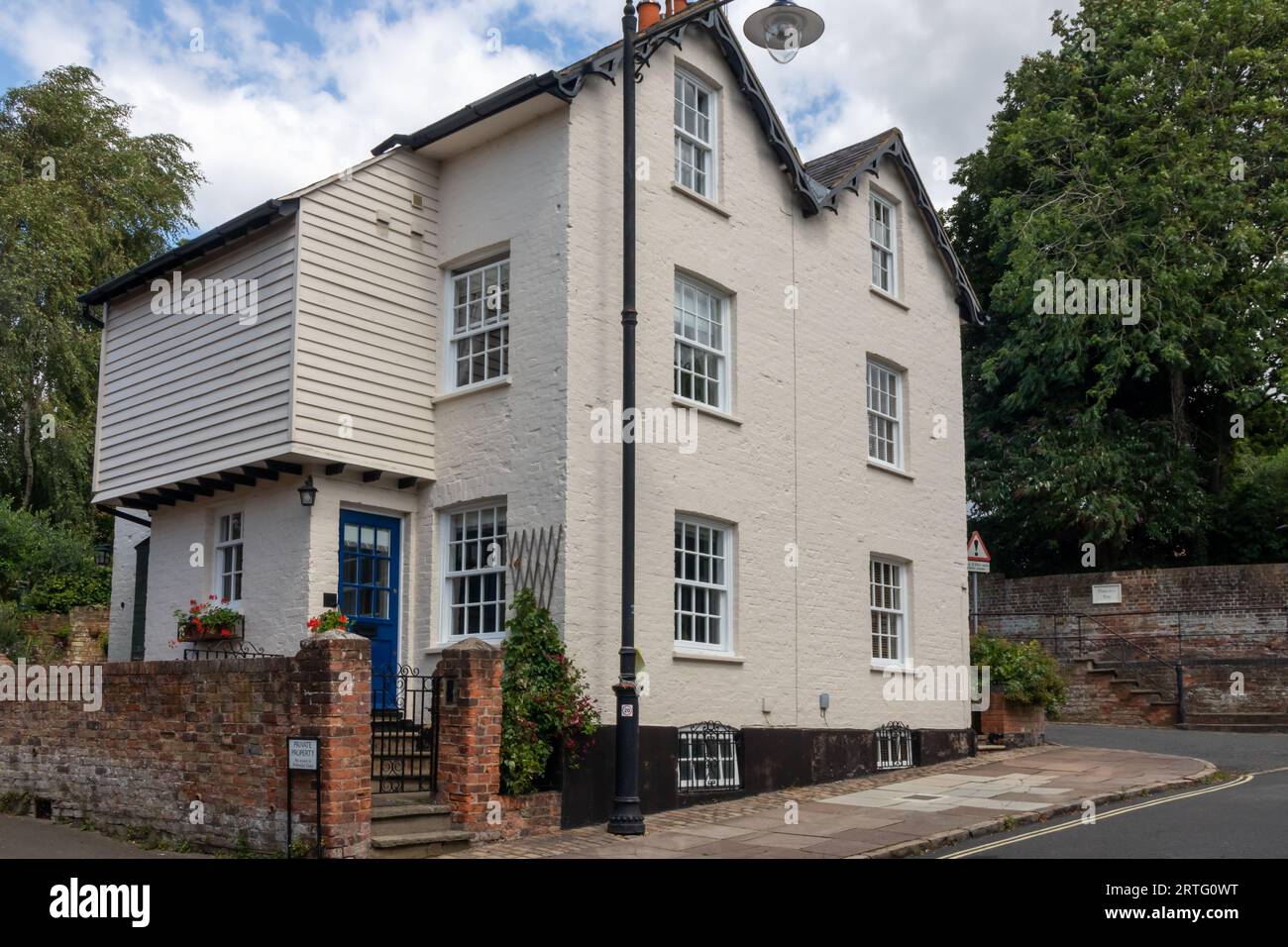 Häuser an der Ecke von Castle Street und Parson's Fee, Old Aylesbury, Buckinghamshire, England, Großbritannien Stockfoto