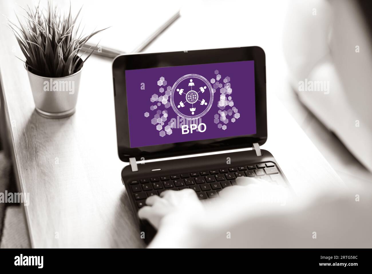 Laptop-Bildschirm mit einem bpo-Konzept Stockfoto
