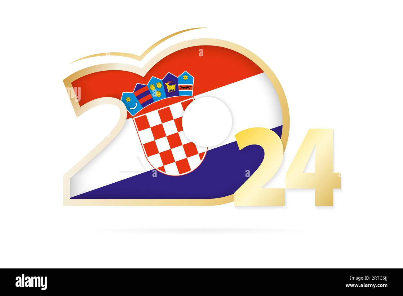Jahr 2024 mit kroatischem Flaggenmuster. Vektorillustration. Stock Vektor