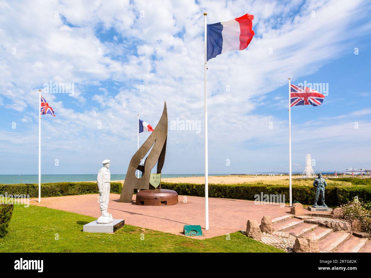 Kriegsgedenkmal für das Freie Frankreich und Kieffer-Kommandos, benannt nach Philippe Kieffer, der 177 französische Kommandos während der Landung am D-Day in der Normandie führte. Stockfoto