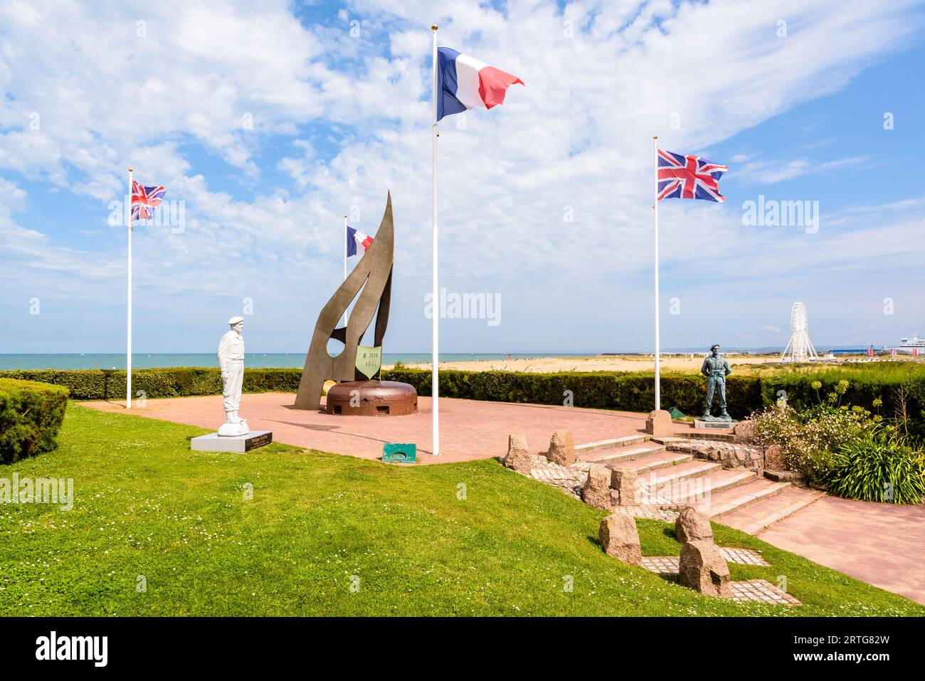Kriegsgedenkmal für das Freie Frankreich und Kieffer-Kommandos, benannt nach Philippe Kieffer, der 177 französische Kommandos während der Landung am D-Day in der Normandie führte. Stockfoto