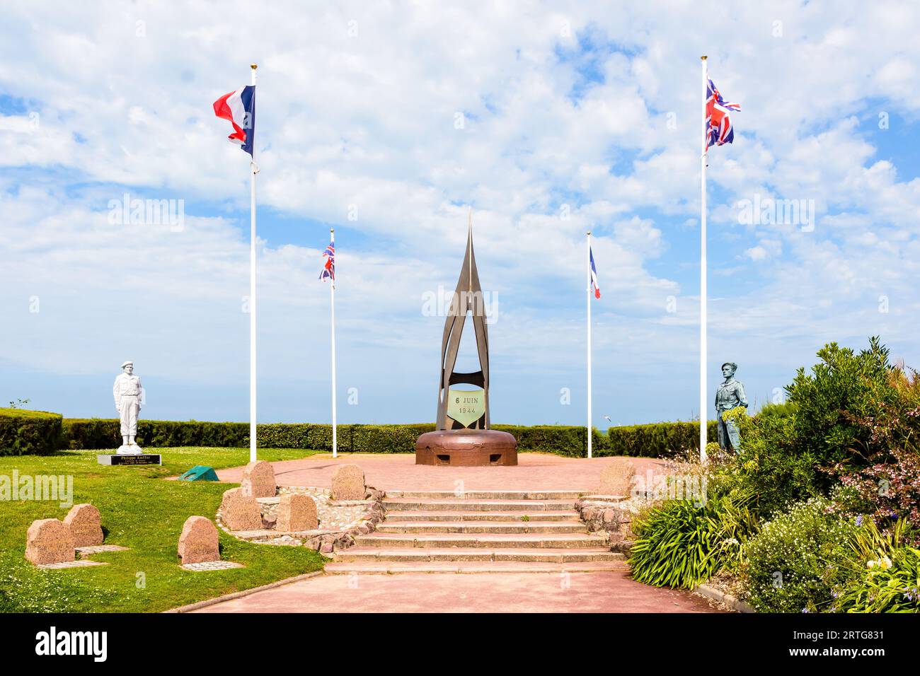 Kriegsgedenkmal für das Freie Frankreich und Kieffer-Kommandos, benannt nach Philippe Kieffer, der 177 französische Kommandos während der Landung am D-Day in der Normandie führte. Stockfoto