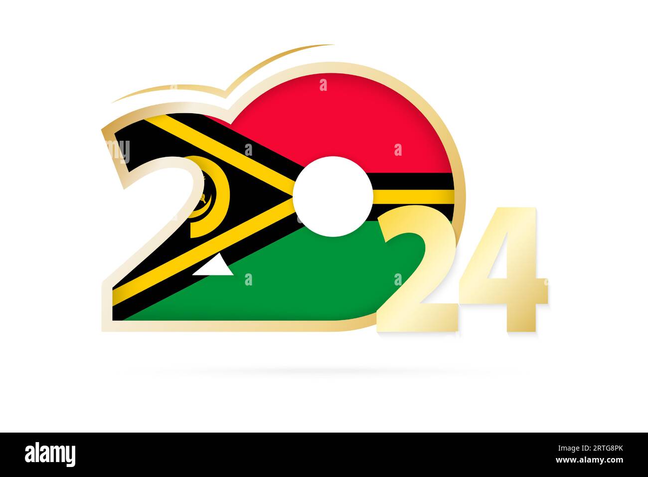 Jahr 2024 mit Vanuatu-Flaggenmuster. Vektorillustration. Stock Vektor