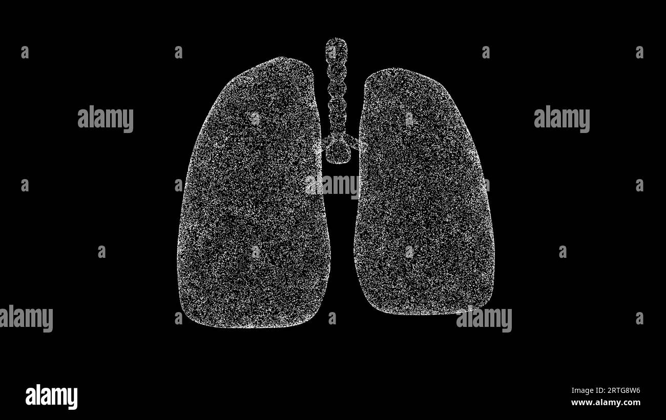 3D menschliche Lungen auf schwarzem Hintergrund. Medizinisches und wissenschaftliches Konzept. Innere Organe. Hintergrund der Geschäftswerbung. Für Titel, Text, Präsentation. 3d Stockfoto