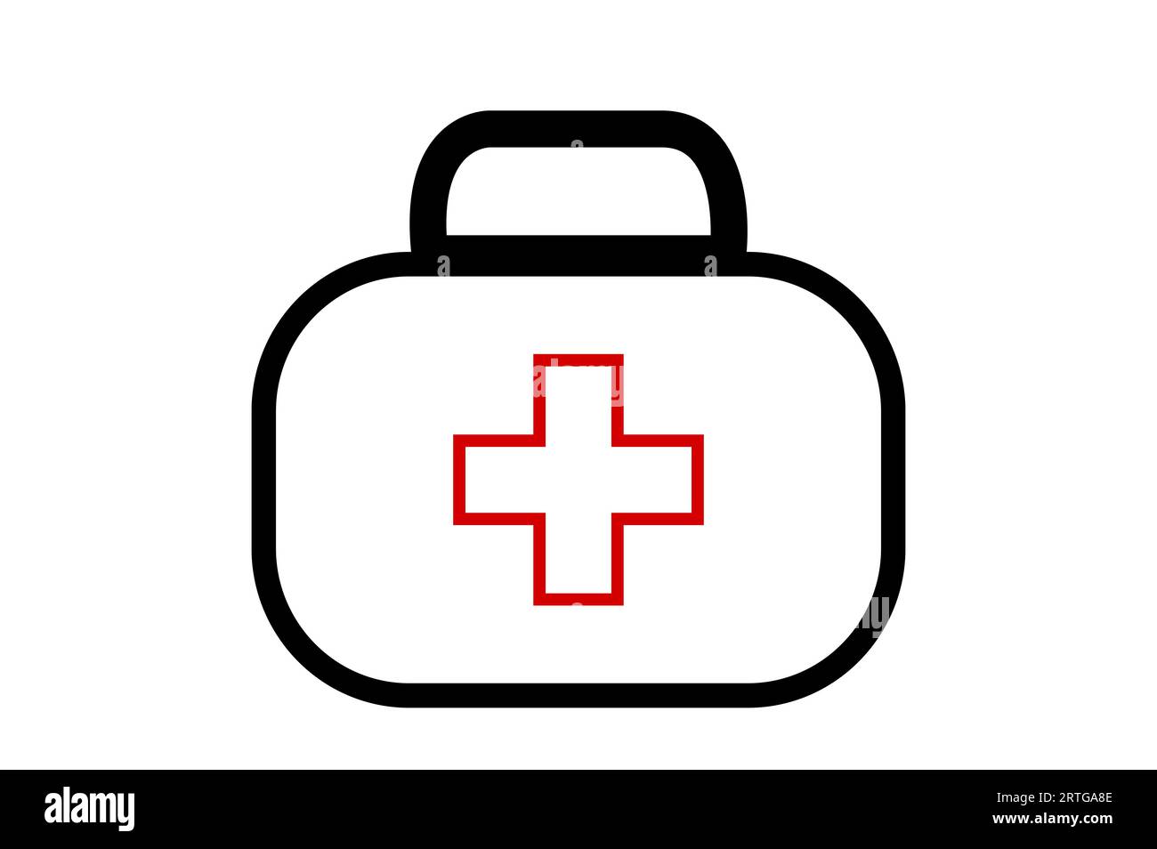 Das Symbol der Krankenpflegetasche auf weißem Hintergrund, isoliert. Stockfoto