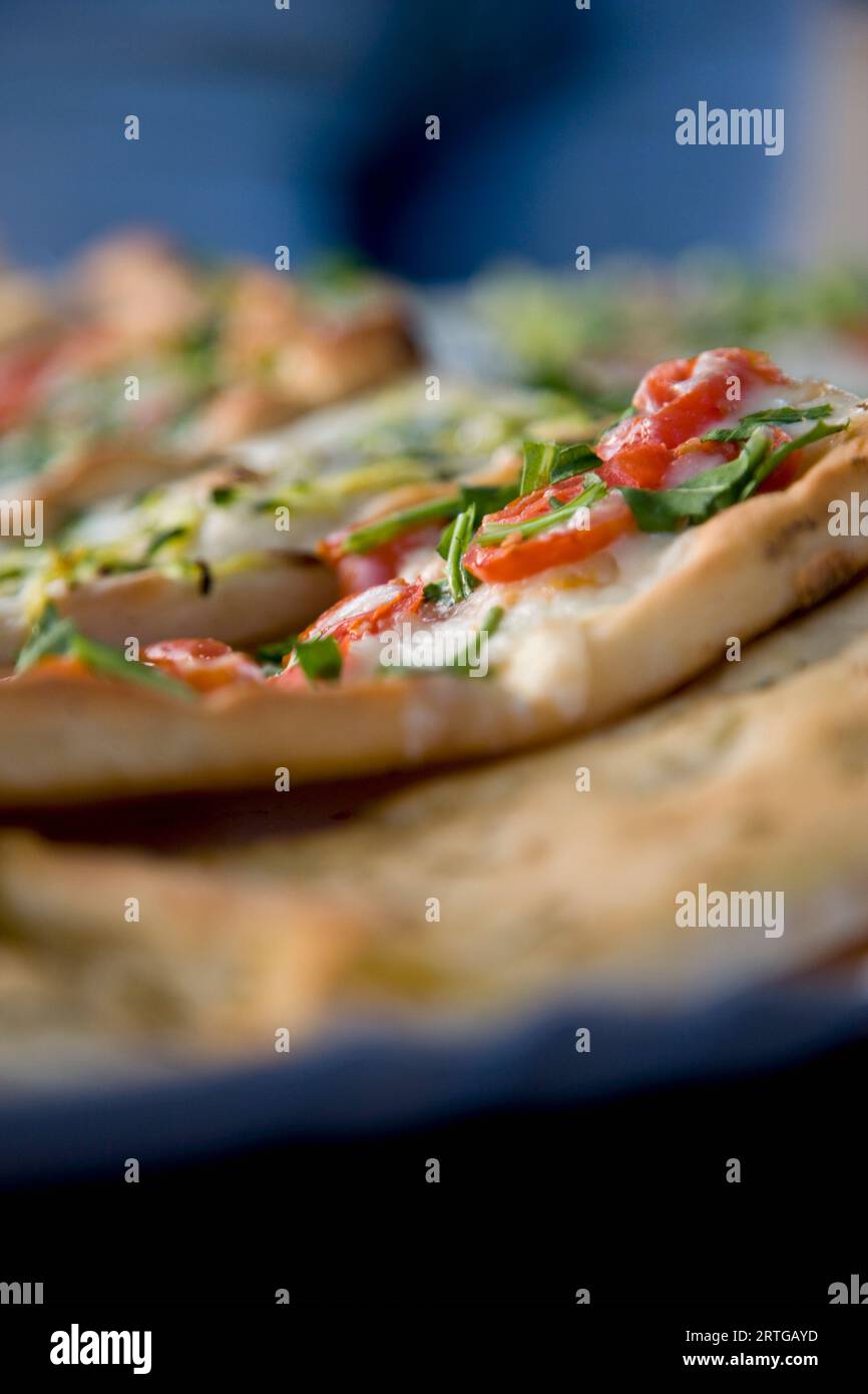 Nahaufnahme von Pizzastücke Stockfoto