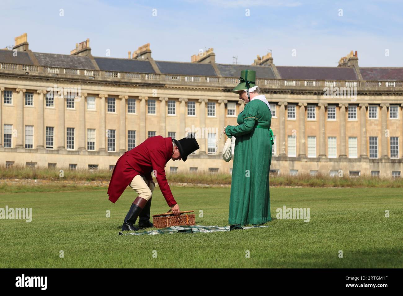 Regency Picnic, Jane Austen Festival 2023, Royal Crescent, Bath, Somerset, England, Großbritannien, Großbritannien, Europa Stockfoto