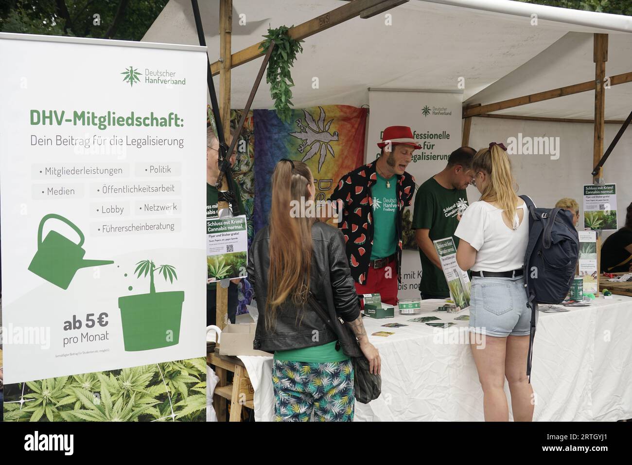 Hanfparade 2023, Alexanderplatz, Demo zu Legaliserung von Cannabis, Berlin Stockfoto