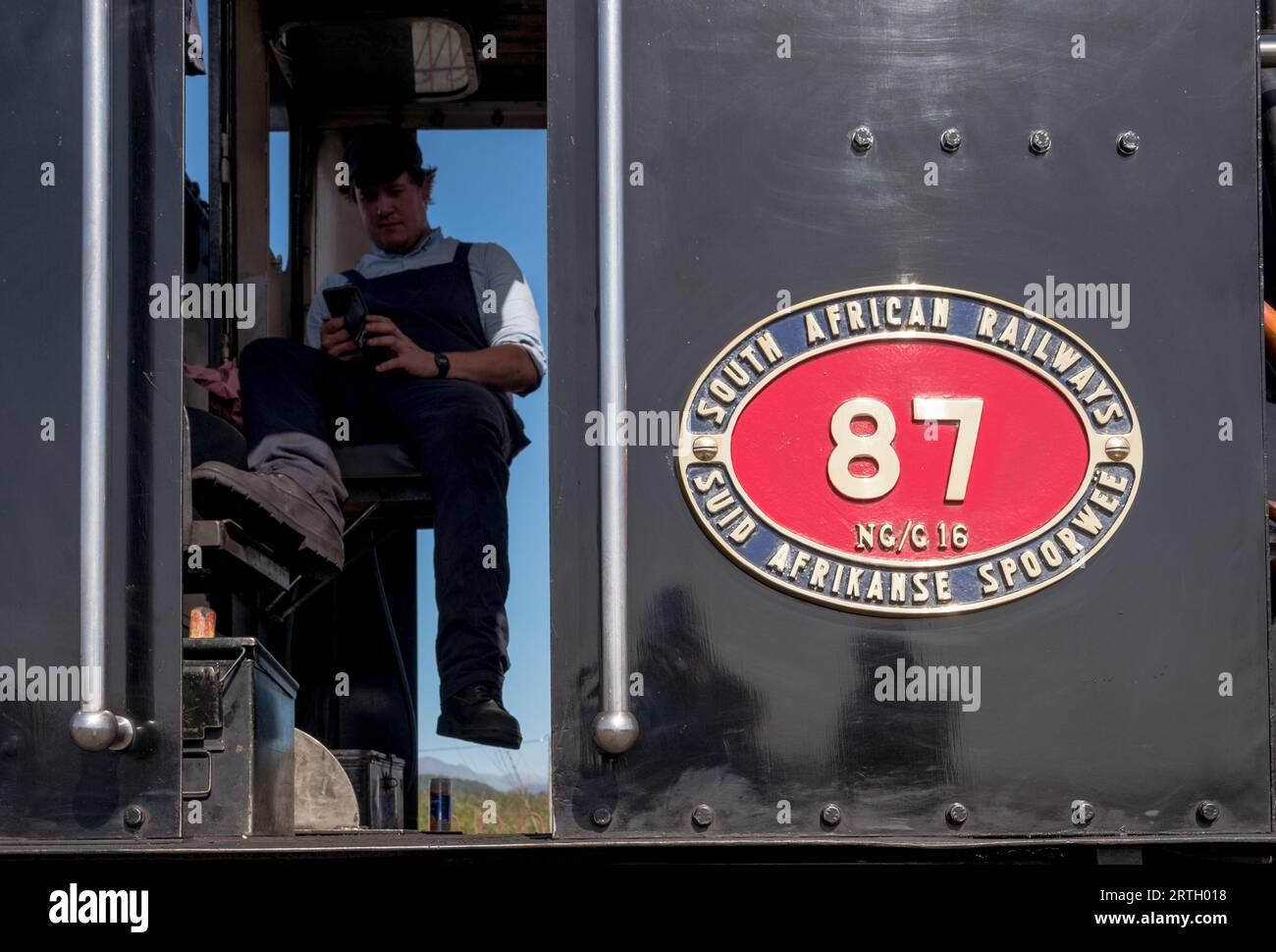 Der Snowdonia Star Dampfzug wartet auf die Porthmadoc Station. Stockfoto