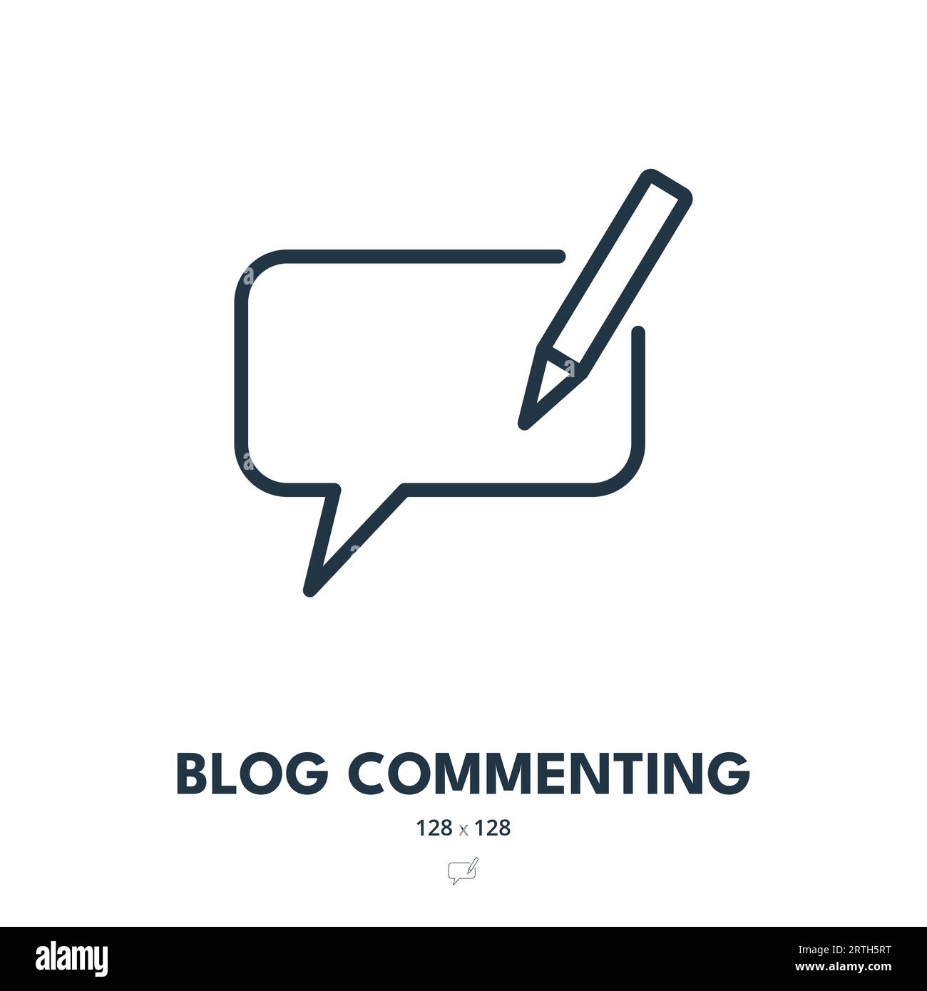 Symbol Für Blog-Kommentar. Bloggen, Kommentar, Nachricht. Bearbeitbare Kontur. Symbol „Einfacher Vektor“ Stock Vektor
