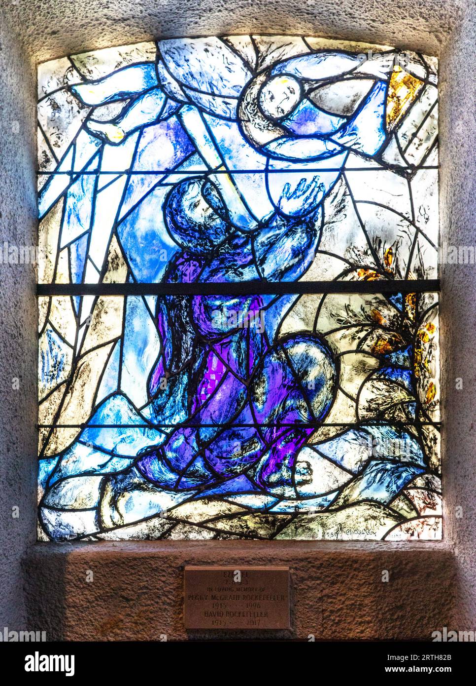 Die Chagall Buntglasfenster in der Union Church of Pocantico Hills New York State USA Stockfoto