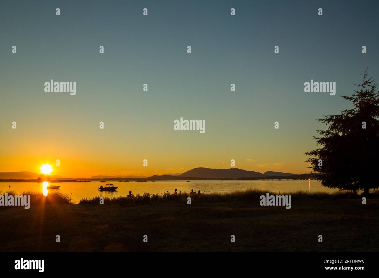 Sonnenuntergang auf Sidney Island, Vancouver Island, British Columbia, Kanada Stockfoto