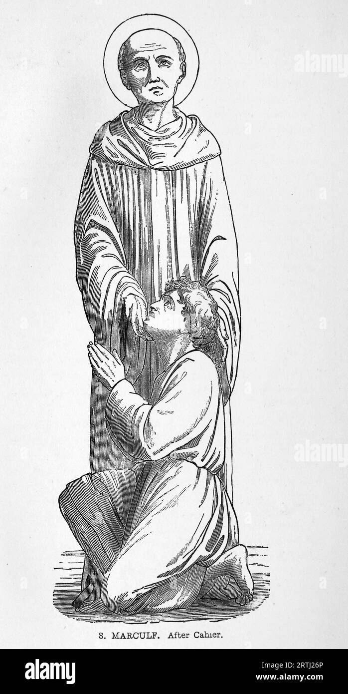 St. Marculf. Gravur von Lives of the Saints (Mai) von Sabin Baring-Gould, 1897. Stockfoto