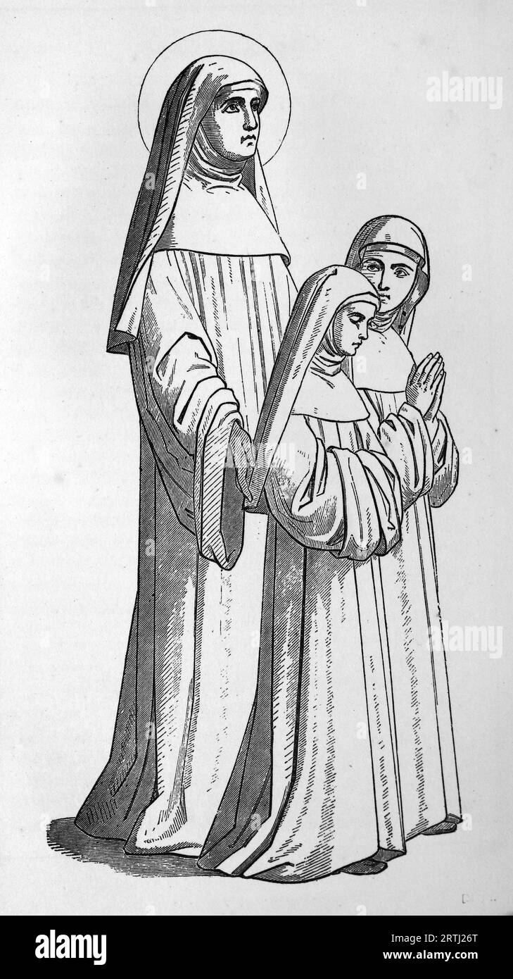 St. Bertha von Kent. Gravur von Lives of the Saints (Mai) von Sabin Baring-Gould, 1897. Stockfoto