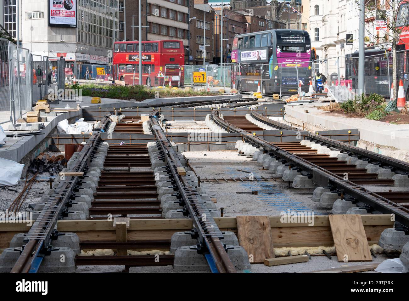 Bau der West Midland Metro Digbeth Extension, Birmingham, UK Stockfoto