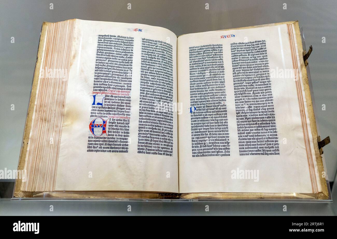 Die Gutenberg-Bibel in der Bibliothek des Kongresses Washington DC USA Stockfoto
