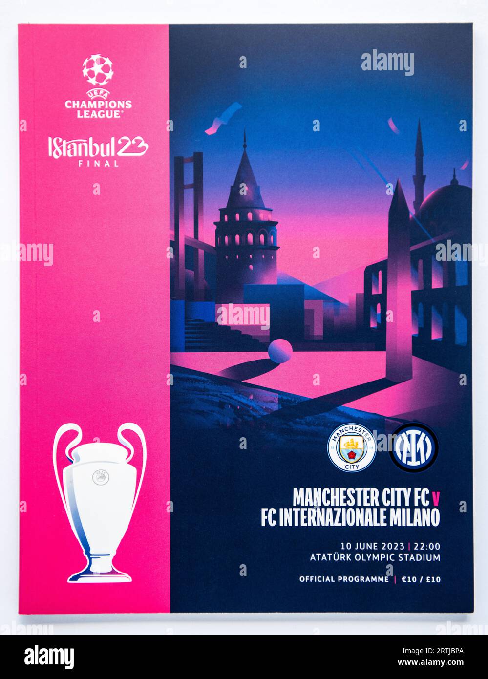 Spieltag-Programm für das Champions-League-Finale, das im Juni 2023 zwischen Manchester City und Inter Mailand in Istanbul ausgetragen wurde Stockfoto