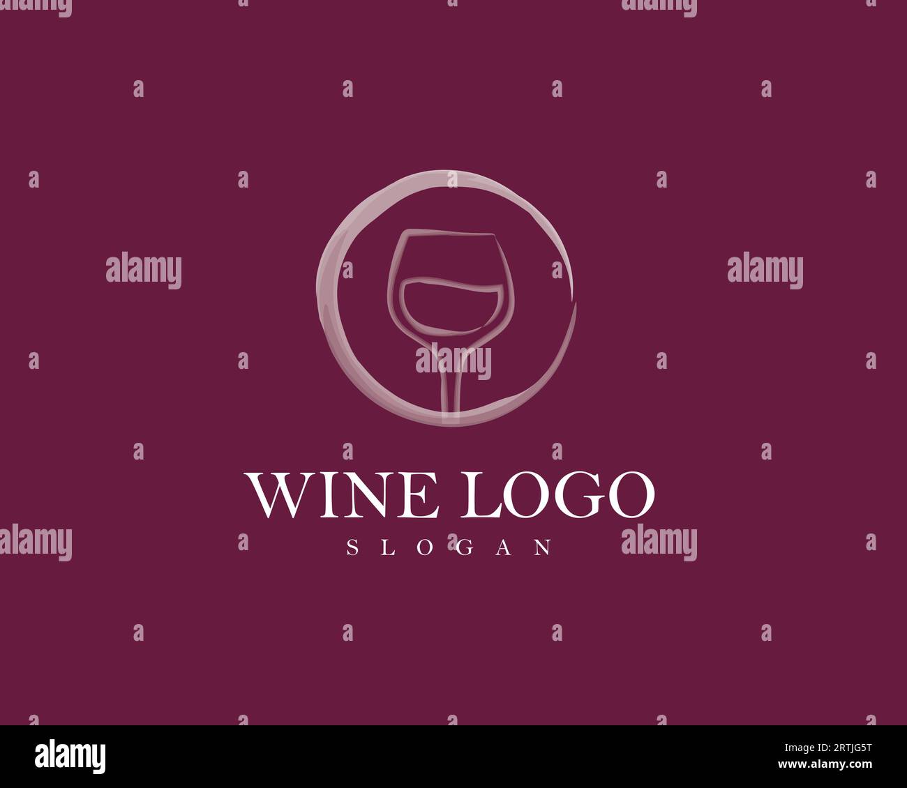 Vektorsymbol-Illustration mit Weinlogo-Vorlage. Das Logo-Konzept des Alkoholgetränks. Weinlogo im weißen Kreis für Firmenvektor und editierbar Stock Vektor