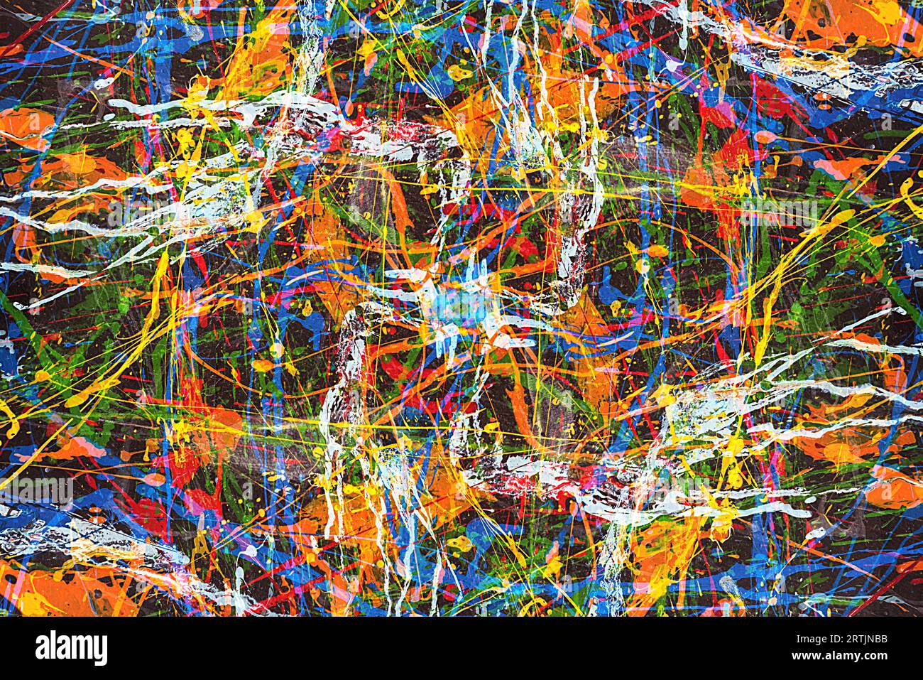 Lackieren Sie die Wandstruktur mit Spritzern. Hochauflösender abstrakter Farbhintergrund. Stockfoto