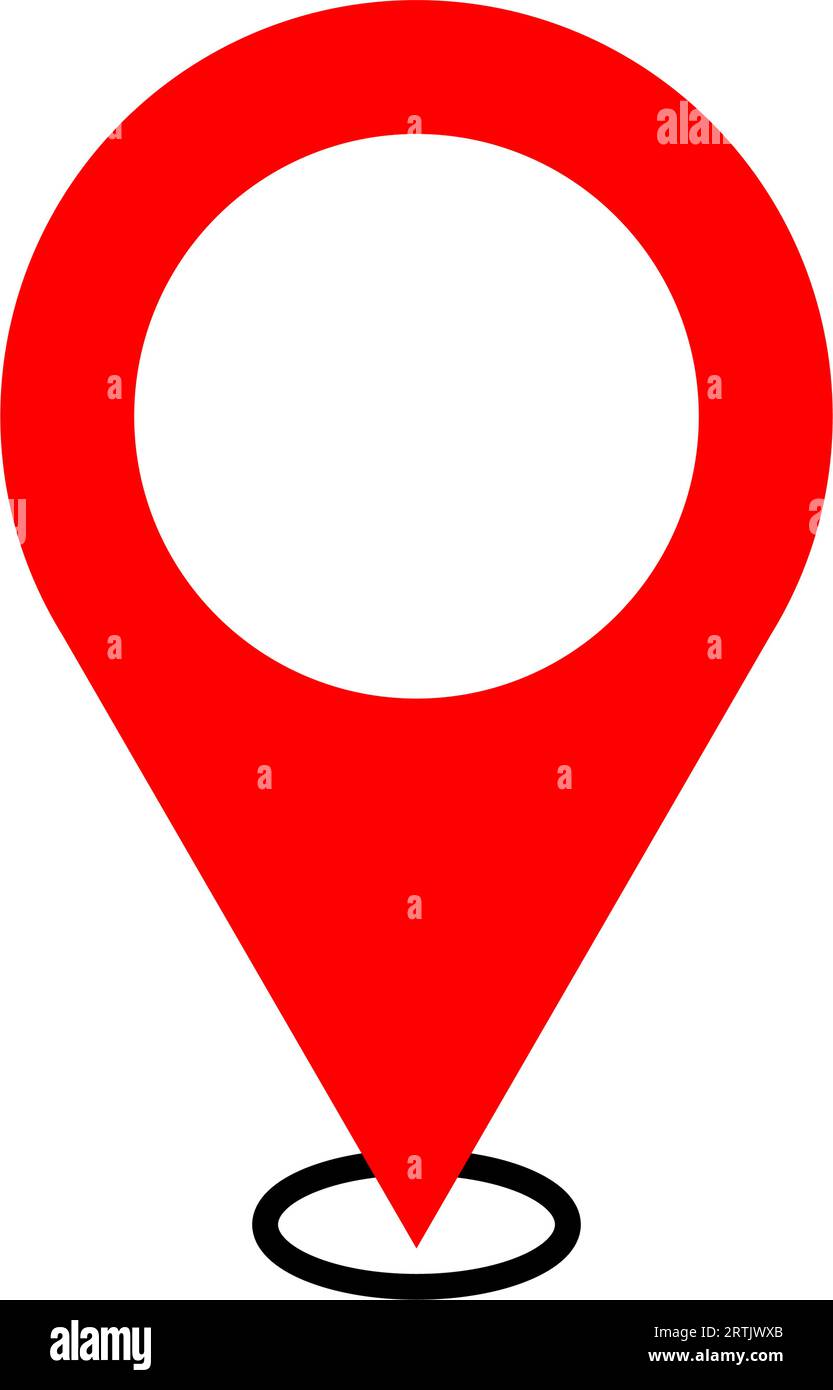 Positionssymbol Platzieren Sie das Logo. Symbol für GPS-Positionsnavigation. Symbole für die Stiftposition zuordnen. Symbol für Wegstrecke der Positionsmarkierung. Zeiger für Adressposition G Stock Vektor