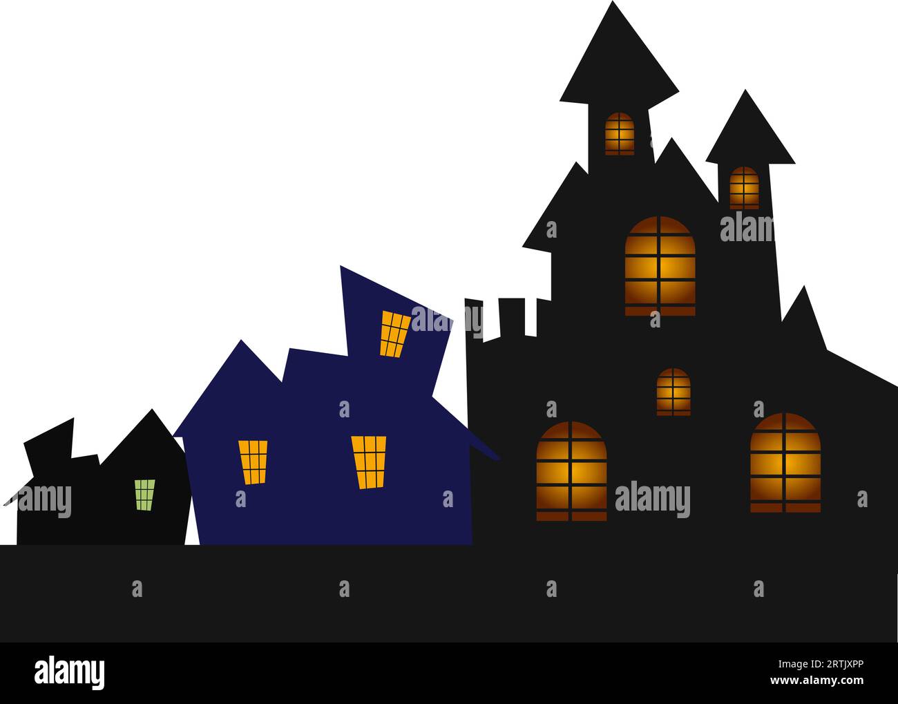 Halloween Hexenhaus-Set mit gruseliger Horror-Nacht-Ikone Stock Vektor
