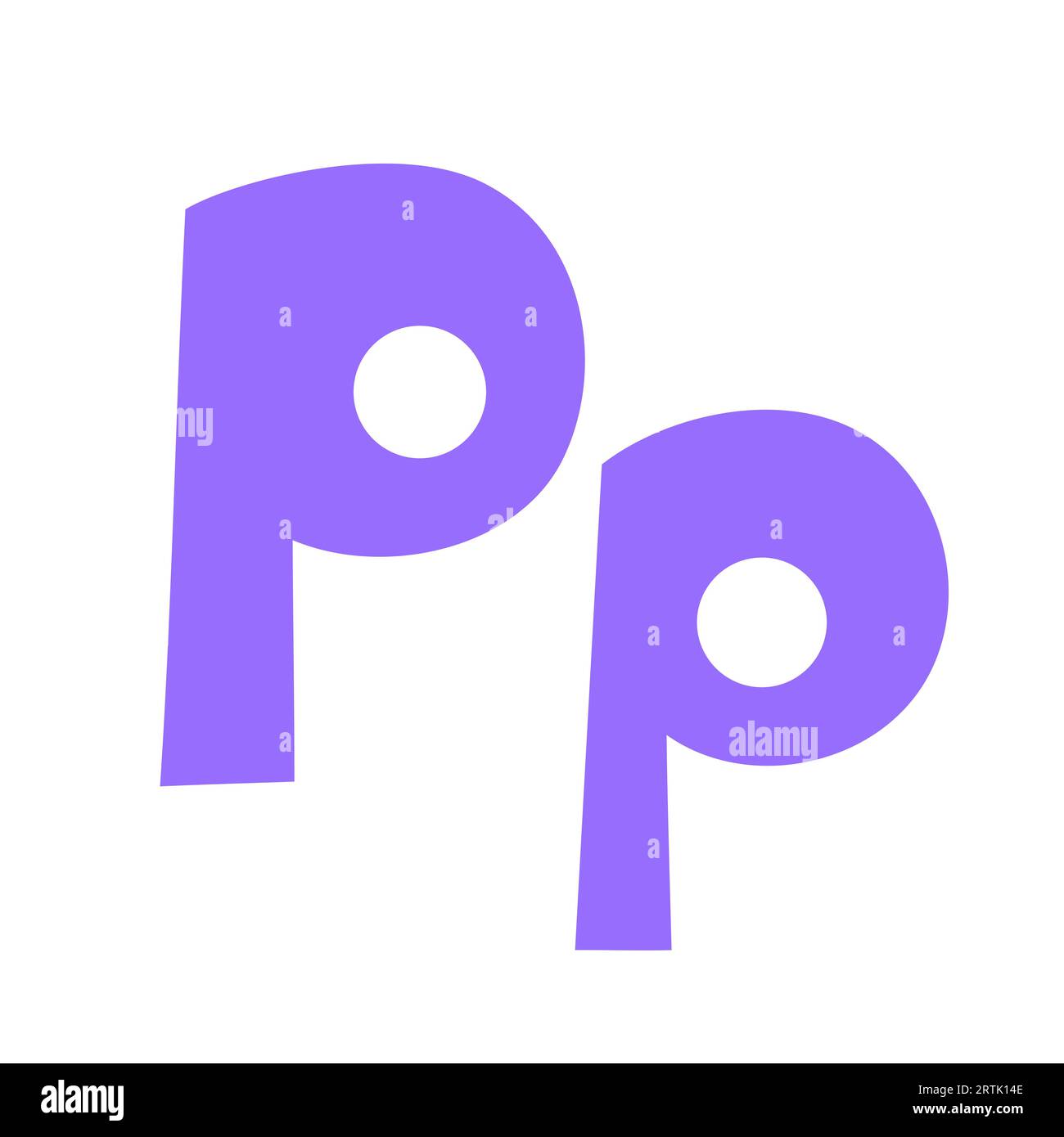 Doodle verspielten Buchstaben P Großbuchstaben, Kleinbuchstaben abc bunte Karikatur lustige Stil, englische Alphabet Vektor Illustration, bunte handgeschriebene Schriftzeichen, Symbole, süße trendige dekorative Schrift Stock Vektor