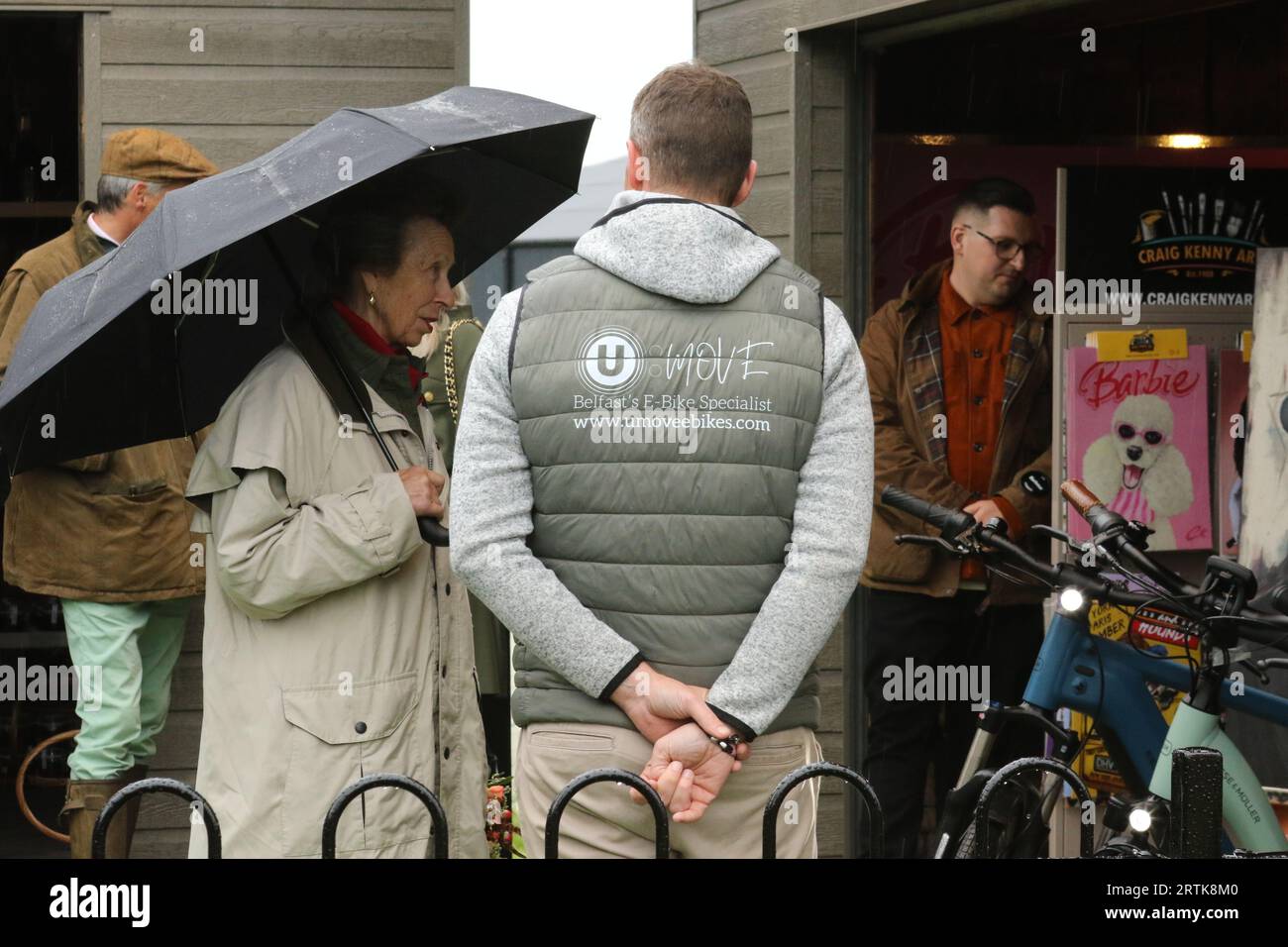 Prinzessin Anne bei den World Sheepdog Trials 2023 auf der Gill Hall Farm in Dromore, Nordirland Stockfoto