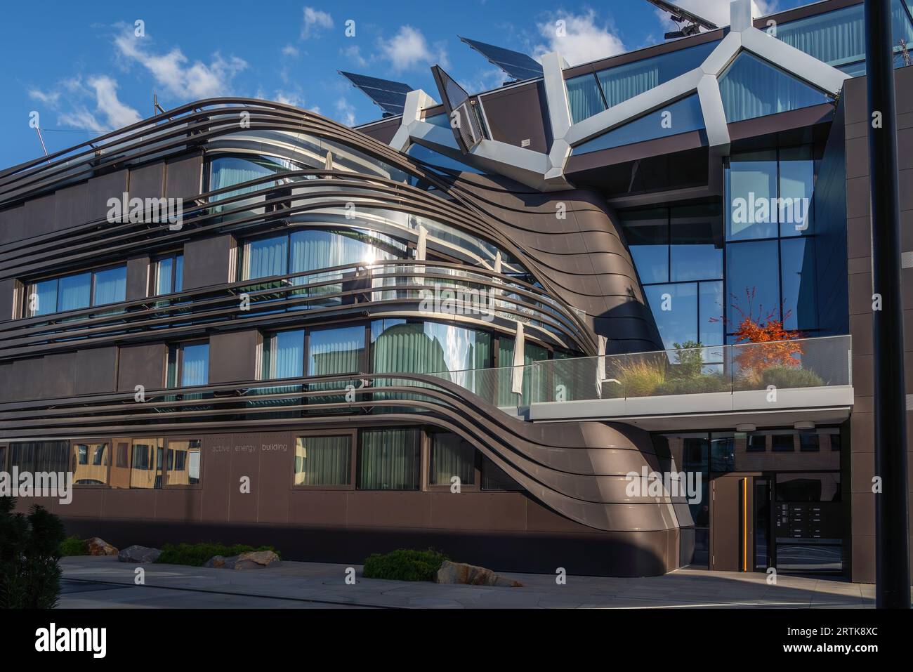 Aktives Energiebau - Nachhaltige Architektur - Vaduz, Liechtenstein Stockfoto
