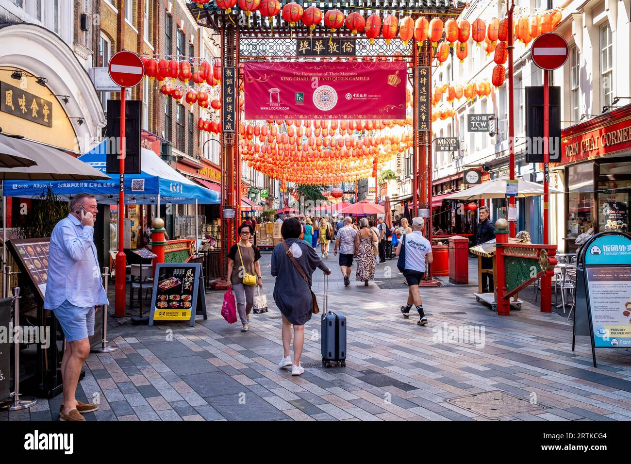 Gerrard Street, Chinatown, Soho, London, Großbritannien. Stockfoto