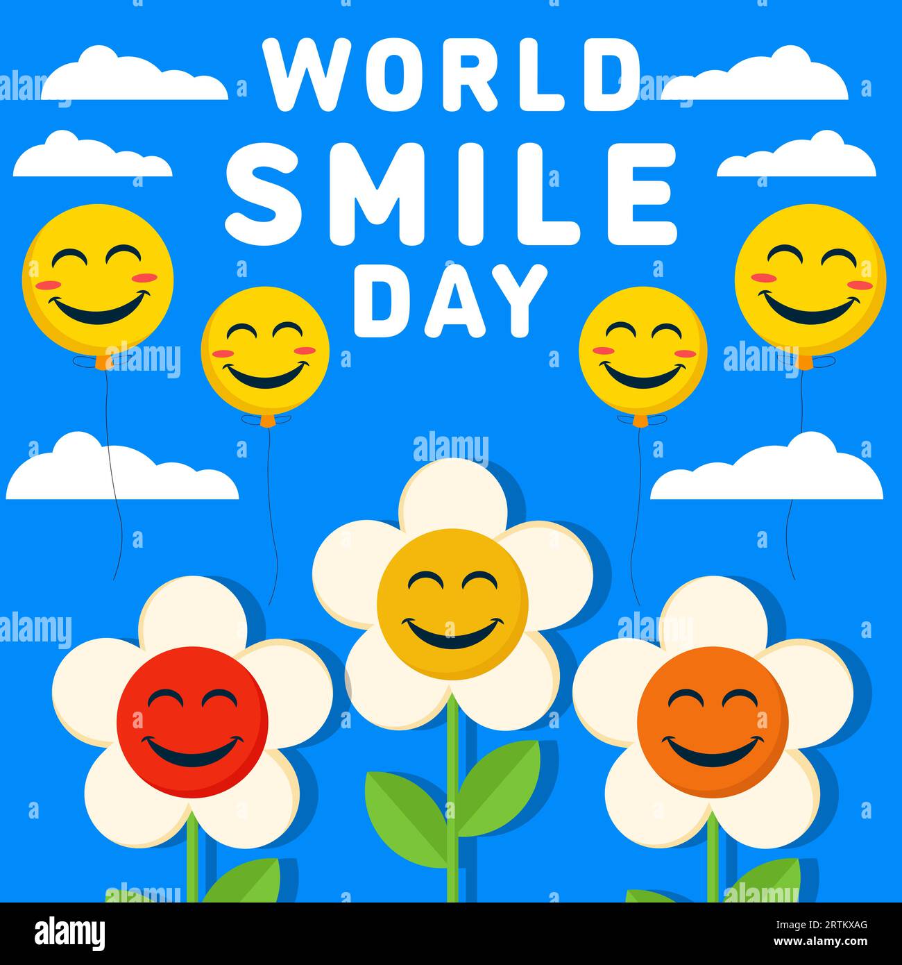 Vector Design Welt Lächeln Tag Illustration mit Lächeln Blumen Gesicht Stock Vektor