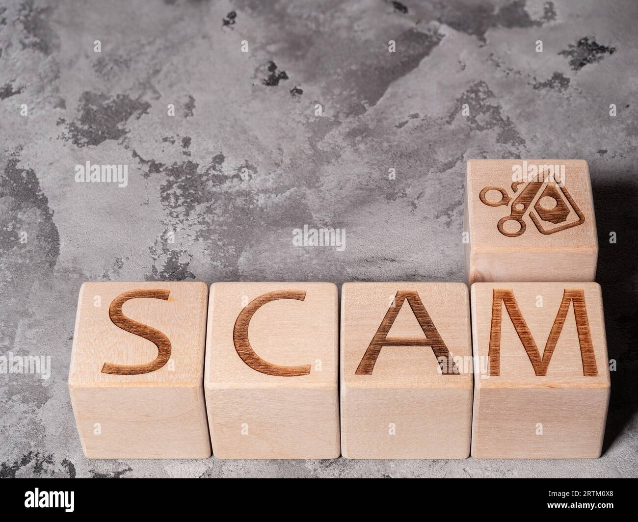 TEXTBETRUG als Begriff von Betrug und Geldraub Stockfoto