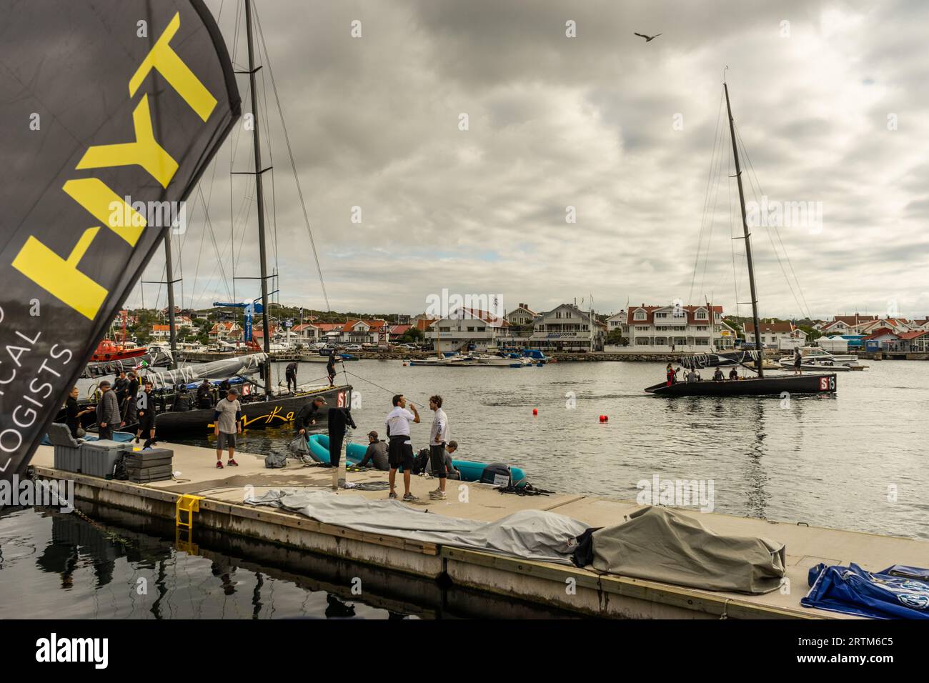 Fotobericht über den RC44 Cup in Marstrand Schweden mit Onboard-Aktion. Stockfoto