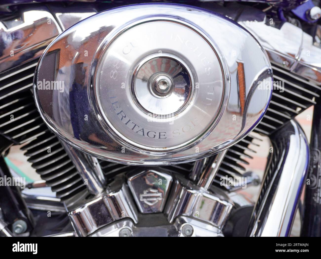 NAB. Chelny, Russland - 26. August 2023: Motorrad-Close-up Harley-Davidson Softail Heritage Stockfoto