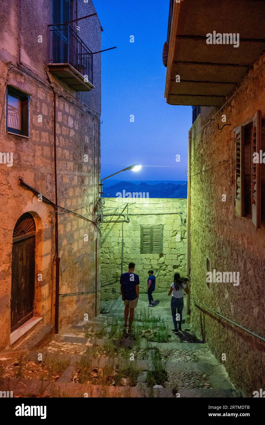 Città di Mussomeli, Provincia di Caltanissetta, Sizilien Stockfoto