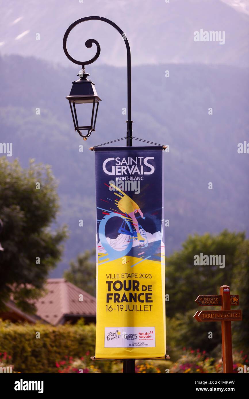 Tour de France 2023 Radrennen. Saint Gervais Mont-Blanc. Frankreich. Stockfoto