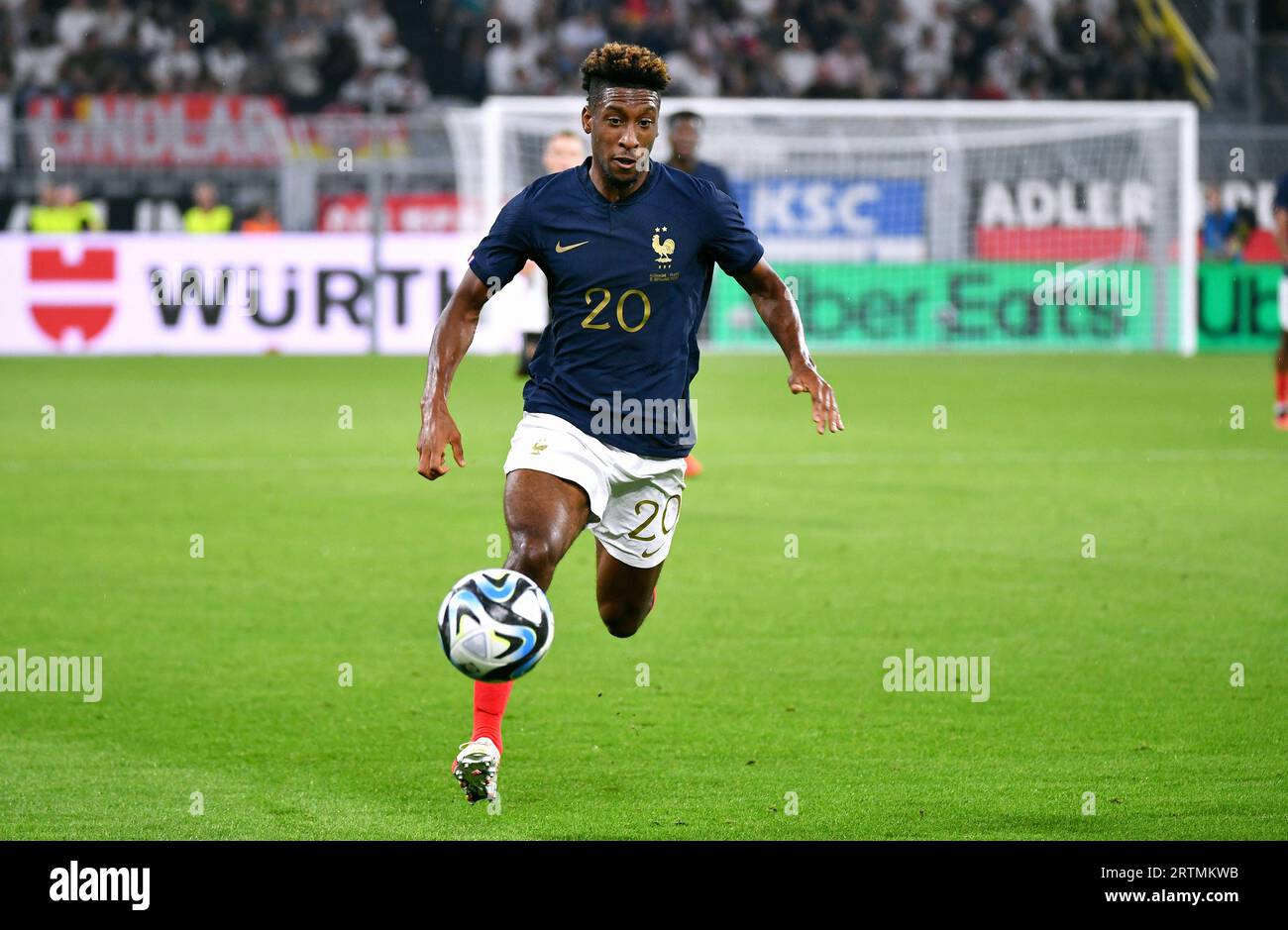 Fussball, Herren, Deutschland, Nationalmannschaft, LŠnderspiel, Signal Iduna Park Dortmund: Deutschland - Frankreich 2:1; Kingsley Coman (FRA). Aktion, Einzelbild. DIE DFB-/UEFA-VORSCHRIFTEN VERBIETEN DIE VERWENDUNG VON FOTOS ALS BILDSEQUENZEN UND/ODER QUASI-VIDEO. Stockfoto